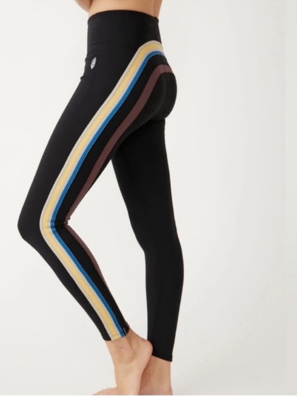 FP Movement Small Leggings Run Racer Legging in black combo/fig striped